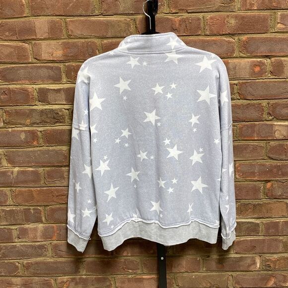 Gray & White Star 3/4 Zip Sweatshirt Size Small NWOT - Picture 2 of 4